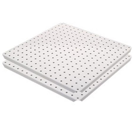 ALLIGATORBOARD Alligator Board ALGSTRP16x16PTD-WHT White Powder Coated Metal Pegboard Panels with Flange - Pack of 2 ALGSTRP16x16PTD-WHT